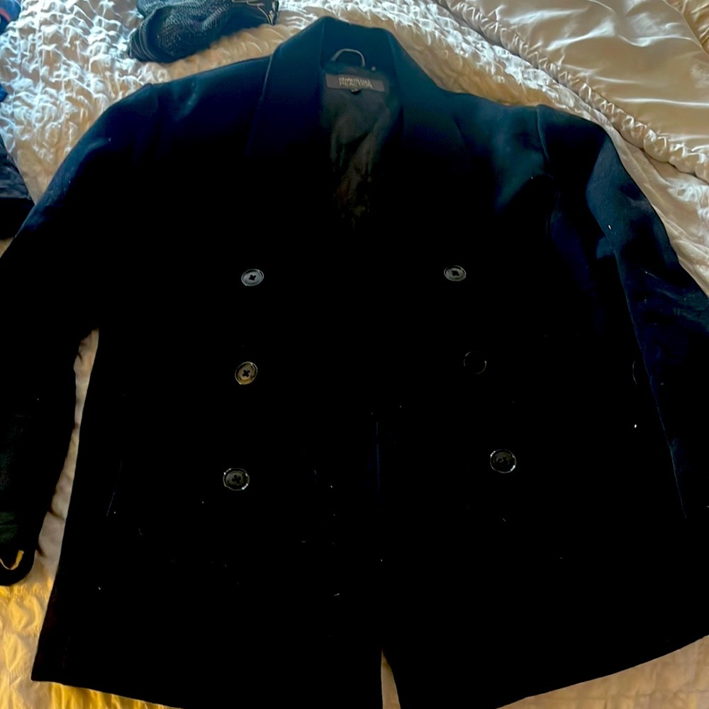 Black Kenneth Cole Pea Coat. Size Large.
